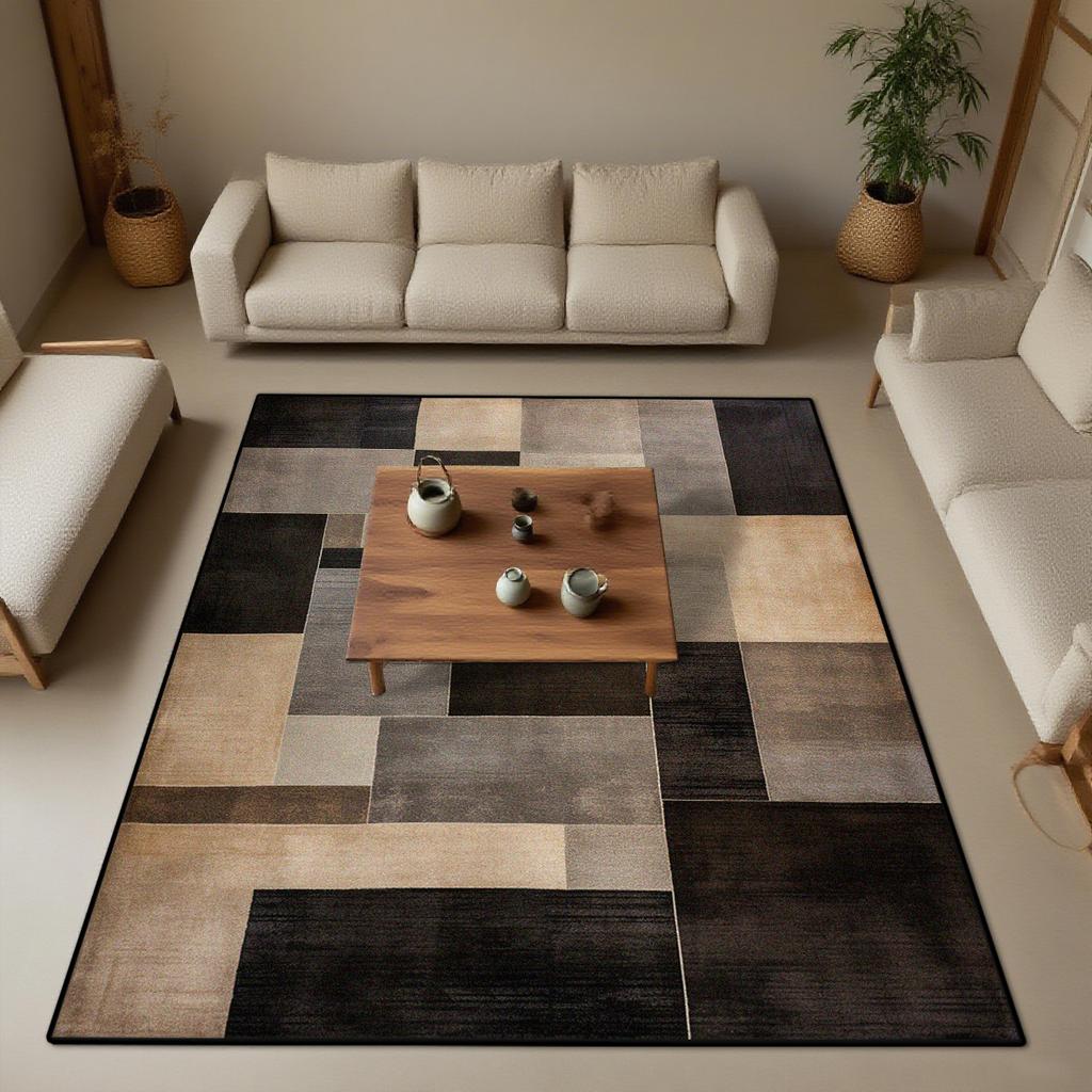 Moderner rechteckiger Wohnzimmerteppich Geometrische Dekoration Arbeitszimmer Schlafzimmer Dekor Rutschfeste Bodenmatten Leicht zu reinigen Eingangstürmatte