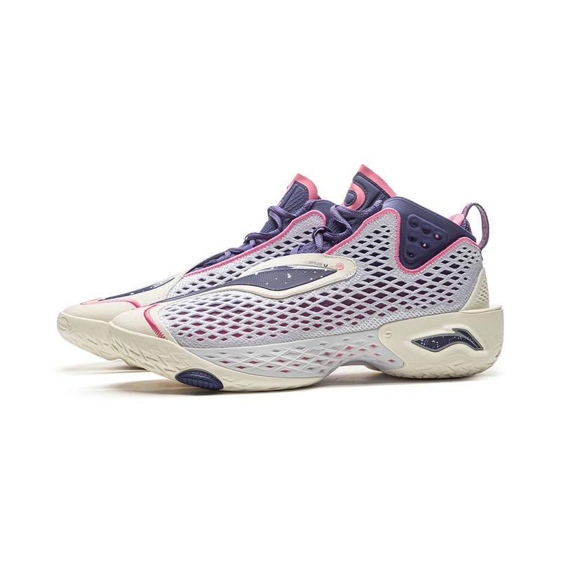 New LiNing BadFive 5 Slip Resistant, Abrasion Resistant, Breathable, Rebound Grip Mid Top Basketball Shoes Men's White ABFV025-9