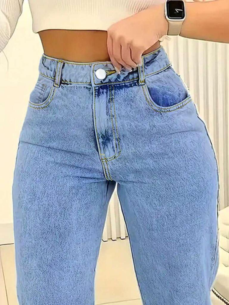 Jeans a Gamba Larga Taglie Forti di Alta Qualità - Moda Trendy Europea & Americana da Donna