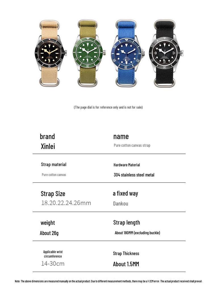 Vintage vojenský zelený nylonový řemínek k hodinkám, 18/20/22/24mm