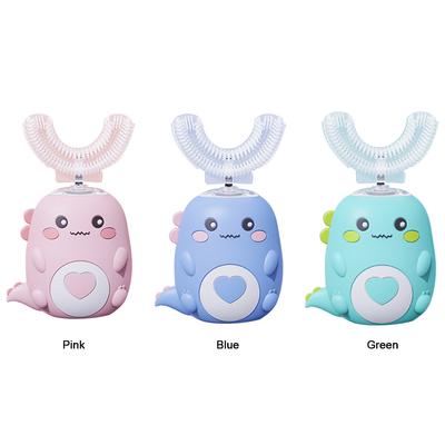 Kids Electric Toothbrush IPX7 Waterproof U-Shaped Smart Tooth Brush 3 Cleaning Modes Ultrasonic Toothbrushes Cartoon Dinosaur