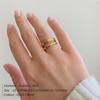 eManco Women's Multi-Layer Geometric Gold-Plated Stainless Steel Ring