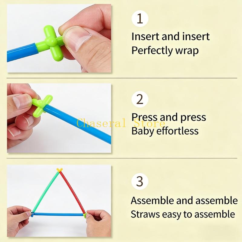 E7Ce Straw Connector Building Set Toy For Toddler Fine Motor Skill Improvement Early Educational Space Thinking Block Toy