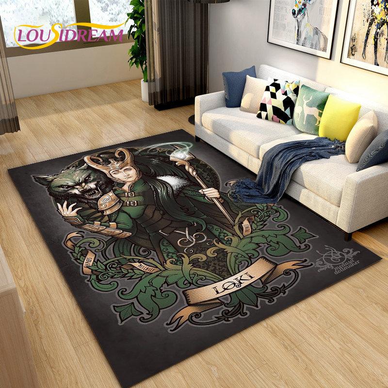 Vikings Nordic Mythology Odin Area Rug,Carpet Rug for Living Room Bedroom Sofa Doormat Decoration,Kids Play Non-slip Floor Mat