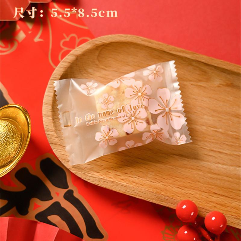 100Pcs 5.5x8.5cm Small Nougat Candy Chinese New Year Snowflake Crispy Packaging Machine Sealing Bags