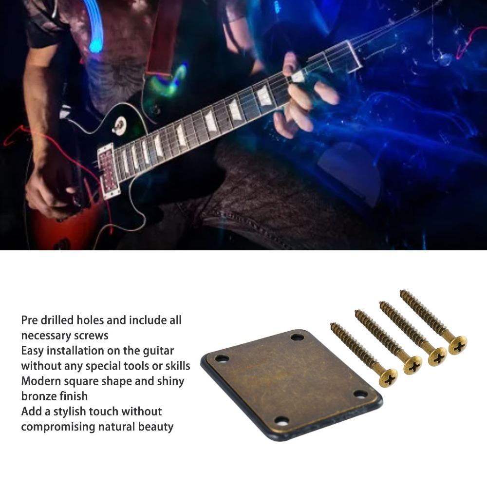 Metal+Plastic Material Electric Guitar Plate 4 Holes Bass Neck Plate For Electric Guitar