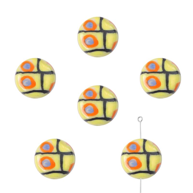 2 buc/pungă Vopsea manuală 15 mm Mărgele de porțelan ceramică cu model de inimă de flori Mărgele distanțiere libere pentru colier, cercei, bijuterii, artizanat