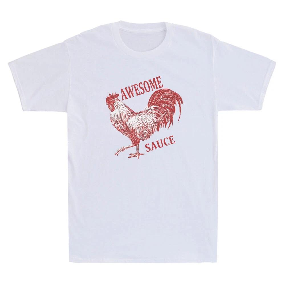 Awesome Sauce With Picture Of Rooster Funny Chicken Graphic Retro Men s T-Shirt XL