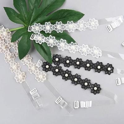 Transparent Non-slip Summer Elastic Invisible Wedding Women Bra Belt Bra Accessories Flower Shoulder Strap Brassiere Straps