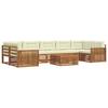 Conjunto de Sofá de Exterior com Almofadas 8 Peças Natural e Creme