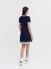 SERGIO TACCHINI W Sabatini Pleated Open Collar Short Sleeve Sweater Dress (Navy)