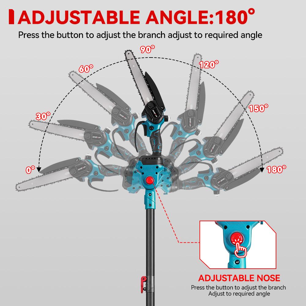 8inch Brushless Electric Telescoping Pole Saw Scissors 3IN1 5500W High Branch Chainsaw Garden Pruner Tool For 21V 18V Battery