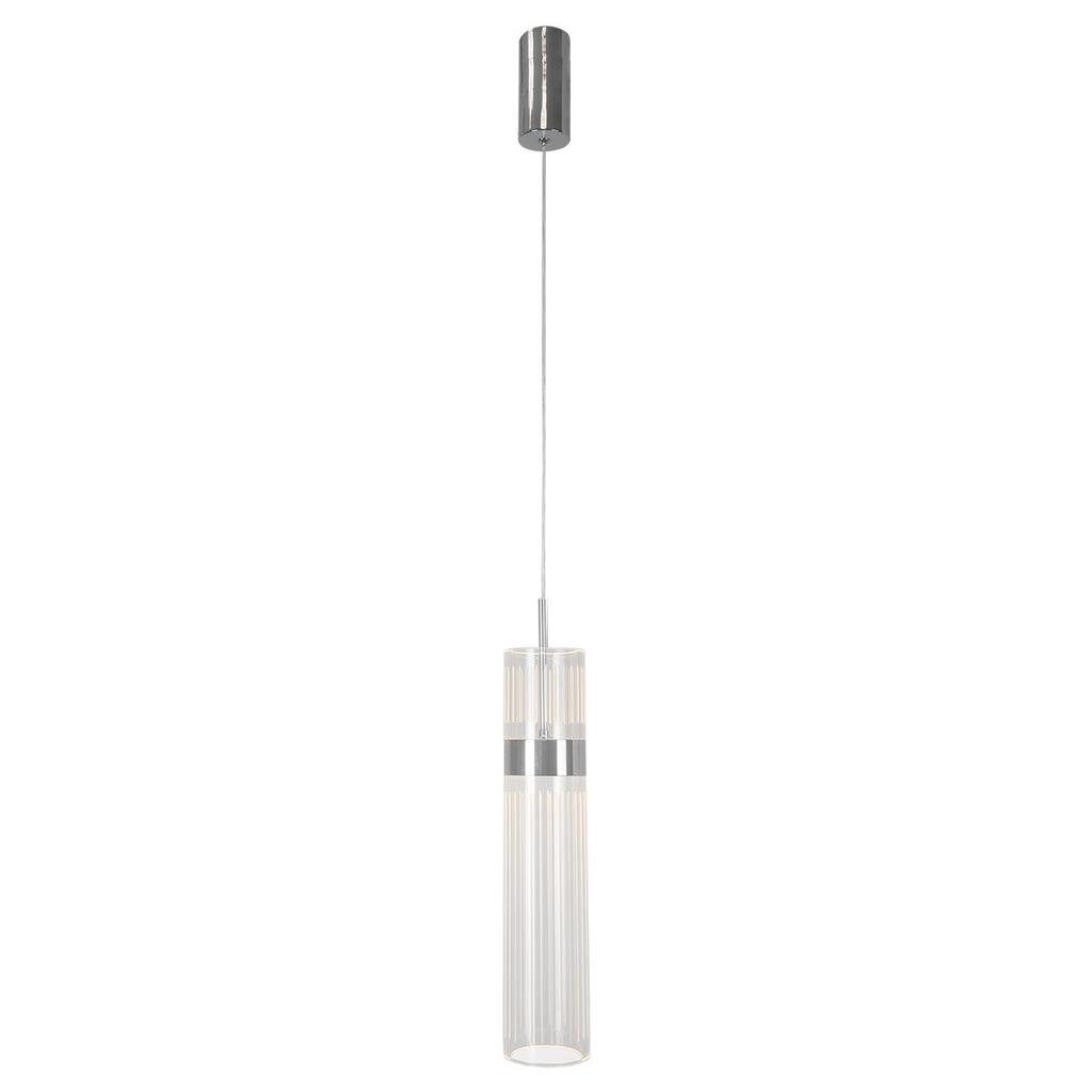 Lampa Wisząca Nowoczesna Ozdobna Przezroczysta Tuba Elementy Chrom Zmienna Barwa Led 6W Ambiente Light Prestige