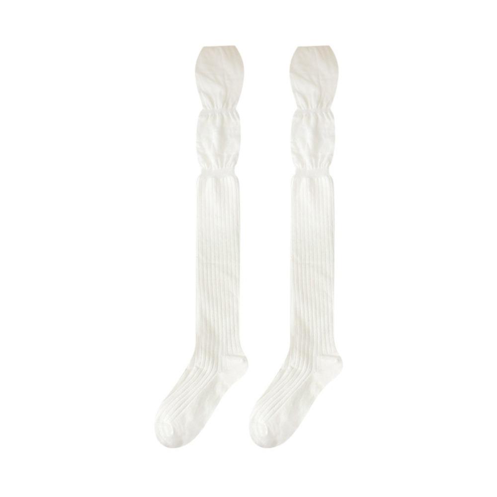 

Breathable Girl s Stacked Socks Solid Color Knitted Stockings Trendy Women s Long Socks Boot Socks белый