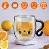 Creative Cute Cat Double-layer Coffee Mug Cartoon Couple Teacup Insulated Glass Mugs With Handle Household Office Drinkware