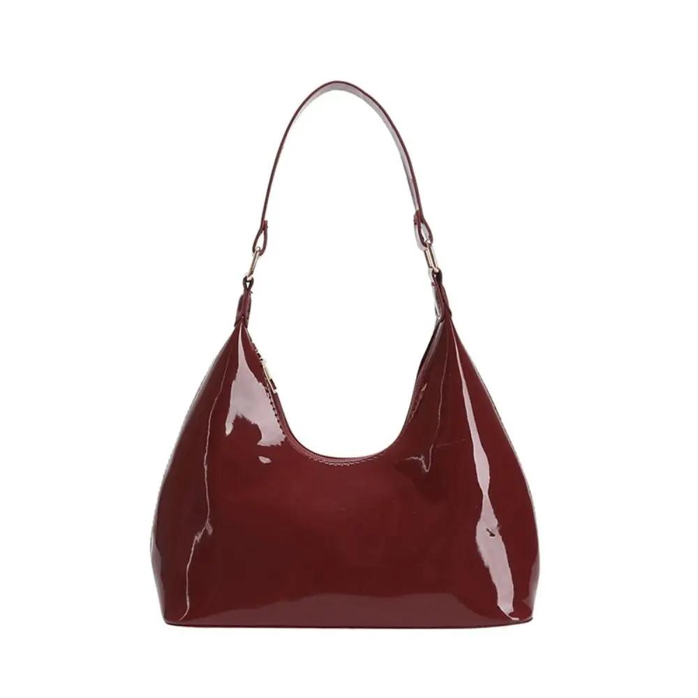 Trendy Glossy Retro Shoulder Bags New Design French Style Luxury Armpit Bag PU Leather Temperament Women's Handbag Lady