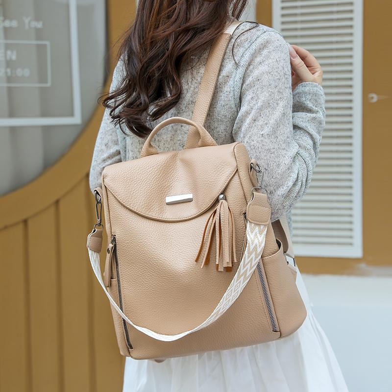 PU Rucksack Große Kapazität Handtasche Quaste Damen Multifunktionale Umhängetasche