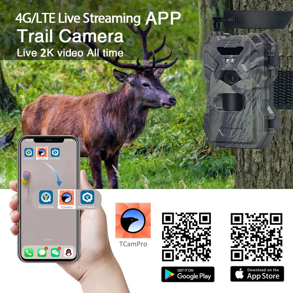 Outdoor 30mp 2k Hd Hunting Camera Home Safety 4g Liveshow Trap Game Cam Wildlife Plants Night Vision Camera App Control Camera