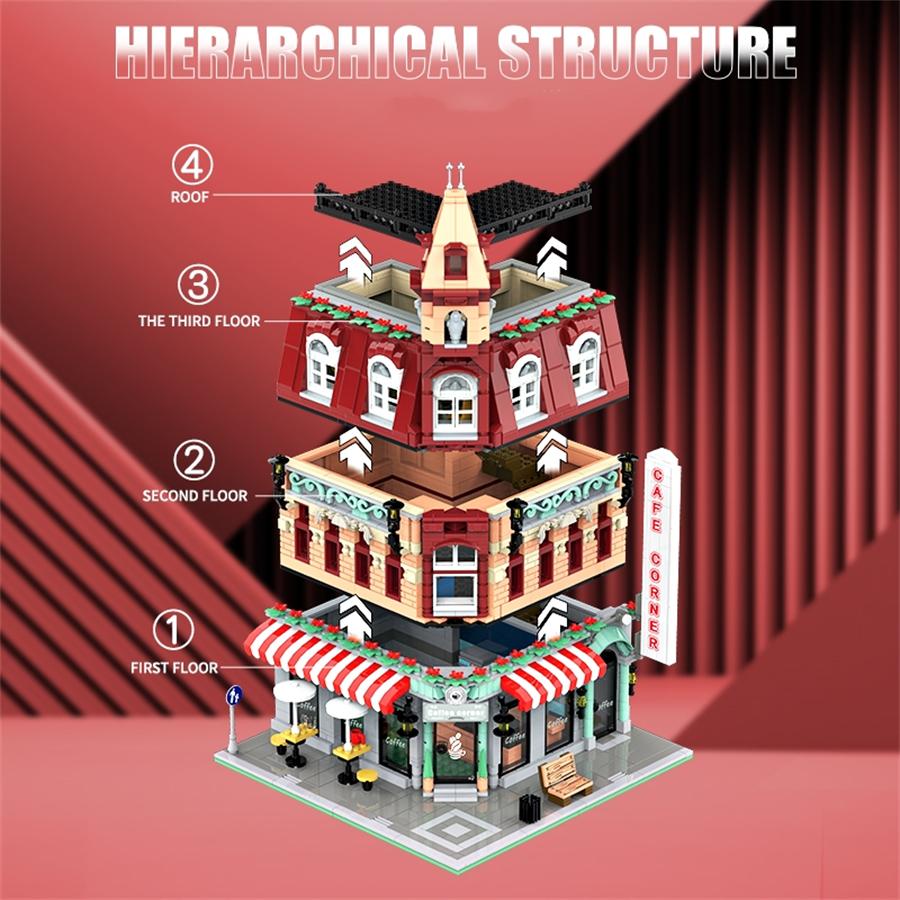 Non-Toxic Mini Bricks European Market Street Caf Villa Store House Building Blocks City Street View Scene Model Assemble Toy Kid Gifts