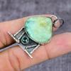 Chrysoprase, Green Jade Handmade 925 Sterling Silver Pendant 2.25" v7P94