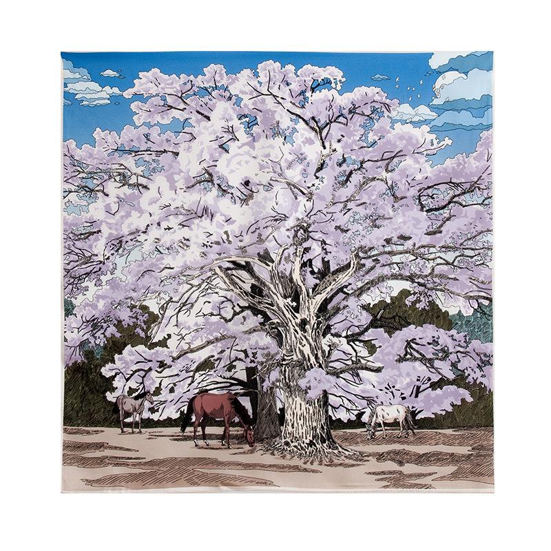 70 satin 100% silk square scarf double-sided two-color  premium versatile scarf