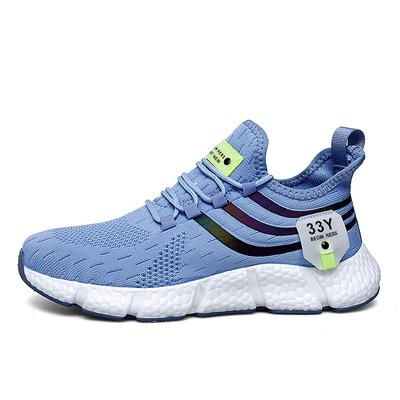 Sneakers Men's Soft Sole Shock Absorption Flyweave Mesh Sneakers Breathable Popcorn Bottom Men's Shoes