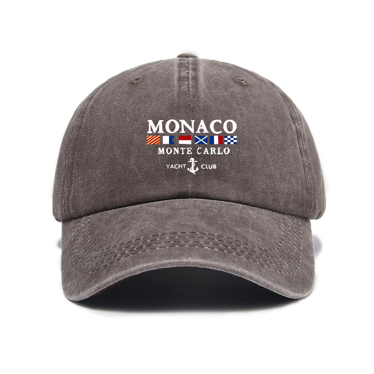 

Vintage Washed MONACO MONTE CARLO Nautical Baseball Cap, Adjustable Yacht Club Dad Hat for Men & Women L темно-коричневого кольору