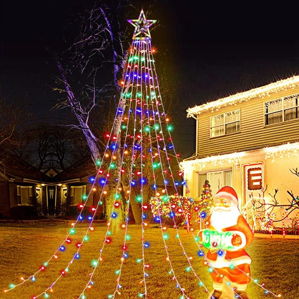 LED Star Waterfall Lights Indoor/Outdoor Christmas String Lights for Xmas Tree Ornaments Home Decor Navidad Gifts New Year