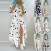 Women Fashion Print Long Sleeve Loose Slit Maxi Dresses Casual Button Down Dress