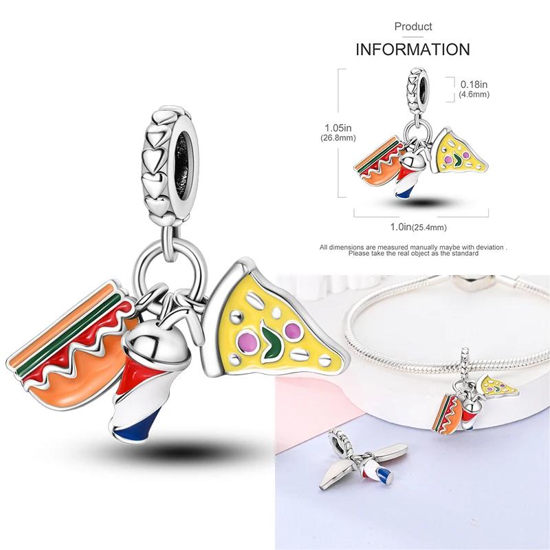 New copper Delicious Food Cake Bread Charm Bead Charms Compatible With Authentic BraceletsBangle Do It Yourself Bead Charms for Women Birthday Jewell