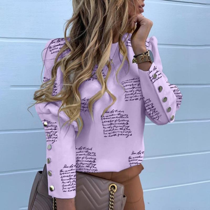 JPNTKY Women's Fashion Casual Long Sleeve O-Neck Blouses & Shirts Unique Design