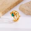 Emerald Green Heart Frogs Hug Ring Stylish Animal Finger Ring Unique Vintage Fashion Statement Jewelry for Women