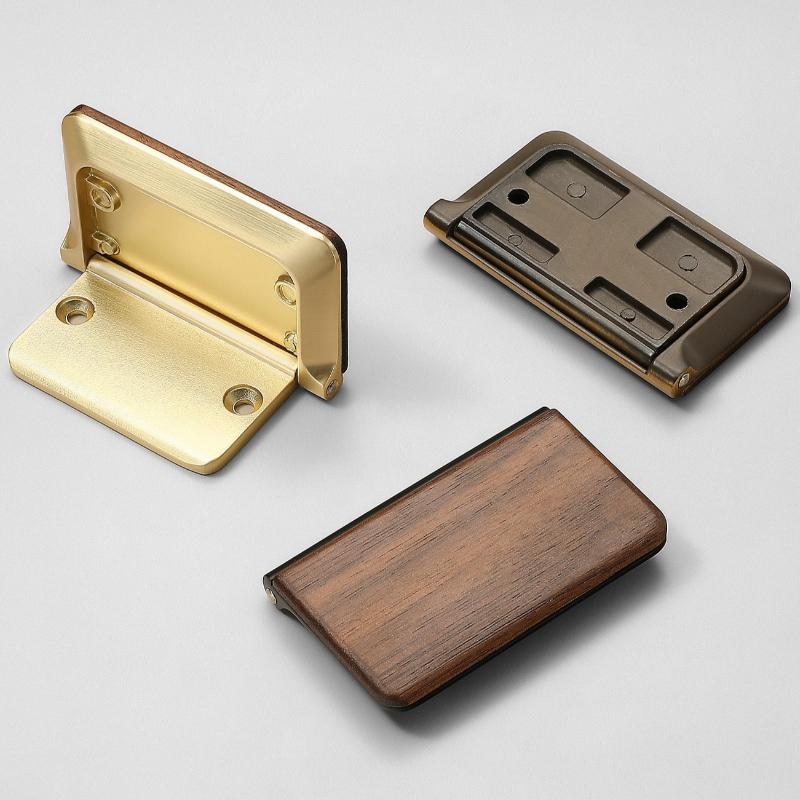 Walnut Flip Handle No-drill Invisible Drawer Handle Modern Minimalist Wardrobe Cabinet Concealed Door Kitchen Cabinet Handle