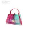 Ny mote Bærbar Gradient Transparent Jelly Bag Rivet Godteripose Skulder Messenger Square Bag