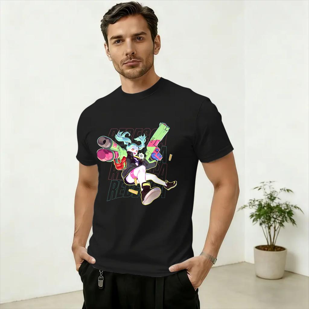 Unisex TShirt CCyberpunks Edgerunners Vintage Pure Cotton Tee Shirt Short Sleeve T Shirt Round Collar Clothes Party