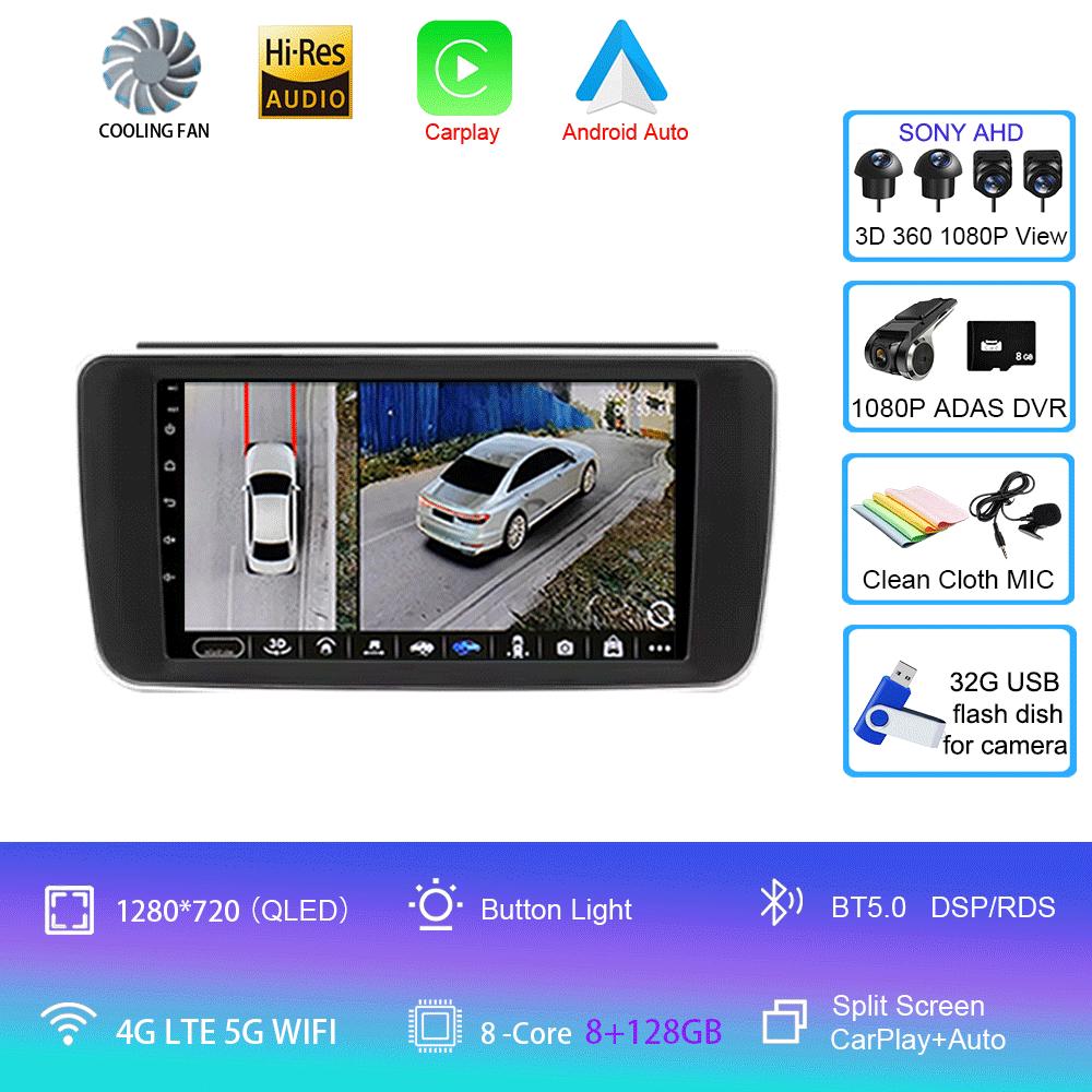 Android 14 For Nissan Leaf ZE1 2017 - 2024 Octa-Core HU 4G Car Radio Multimedia Video Player Navigation GPS 360 camera Wifi