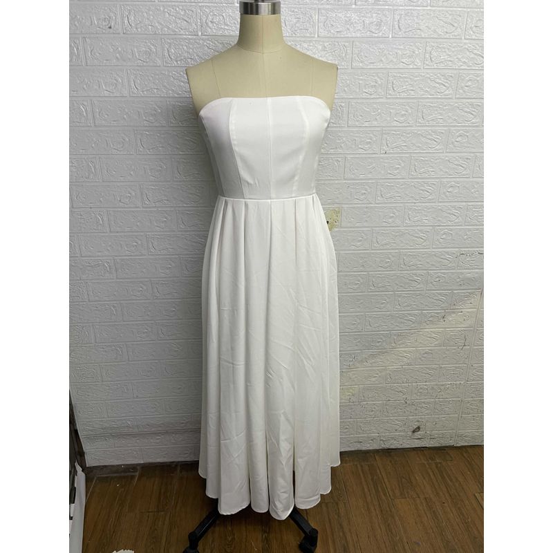2024 Summer European and American Amazon Cross-Border Foreign Trade New Fashion Sexy off-Shoulder Tube Top Pleat Dress