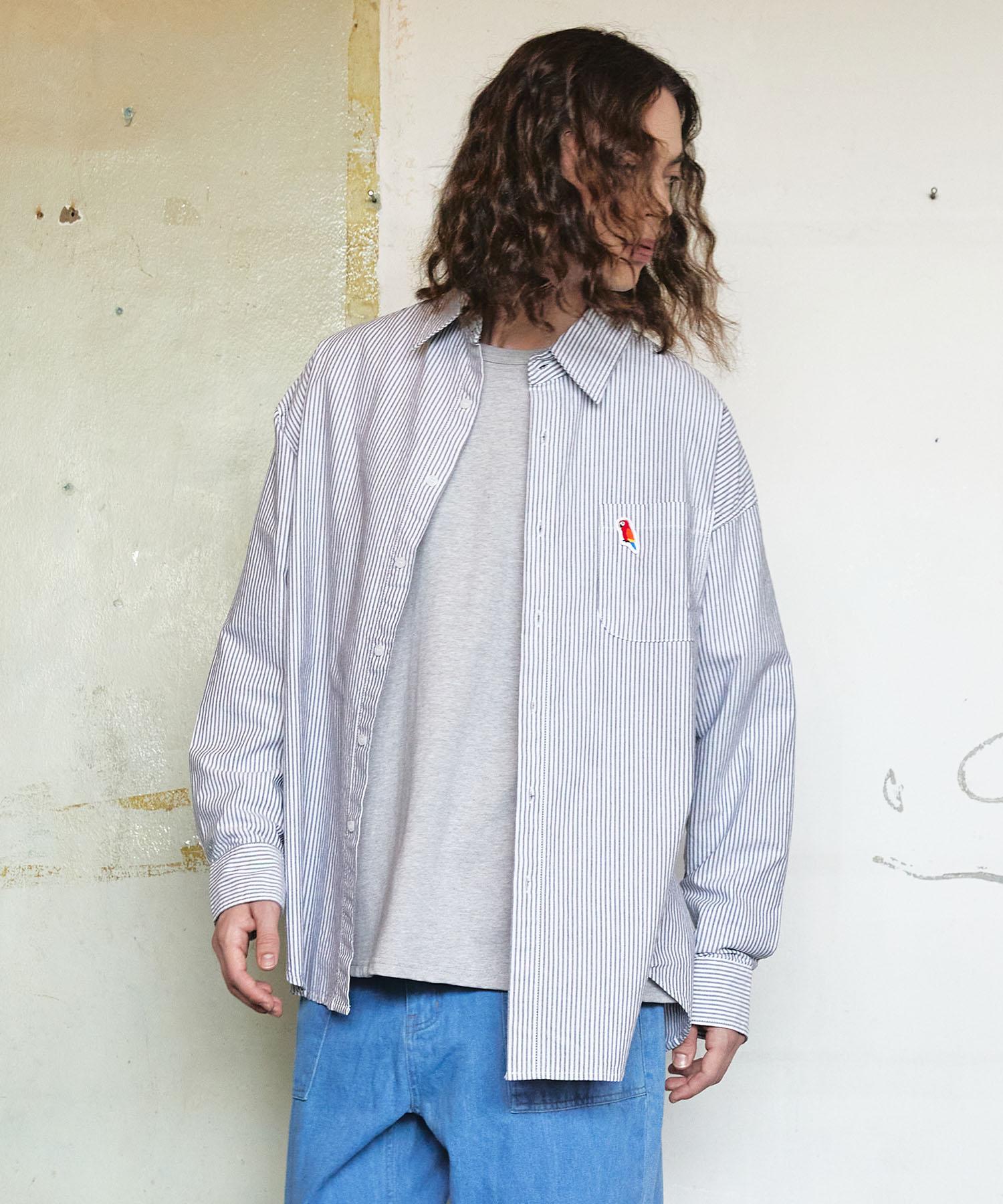 Union Valant Parrot Wappen Oxford Stripe Shirt Gray Gray/M