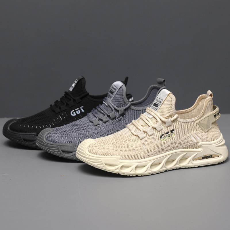 Men's Shoes New Spring and Summer Men's Fly-woven Breathable Casual Tooling Shoes Platform Driving Shoes Outdoor Sports Running Shoes