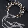 Cross-Border Golden Leaves Rhinestone Pearl Handmade Bridal Headdress Flexible Chain Hair Band Accessories