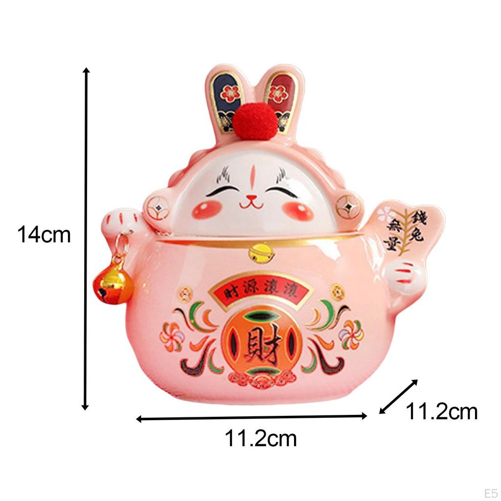 Year Wealth Lucky Figurine Ceramic Piggy Bank Decoration Home Office Decor for Good Luck Collectible