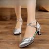 Latin Dance Shoes High Heel Dance Shoes Women's Soft Sole Low Heel Adult Square Dance Shoes Middle Heel Dance Shoes Performance