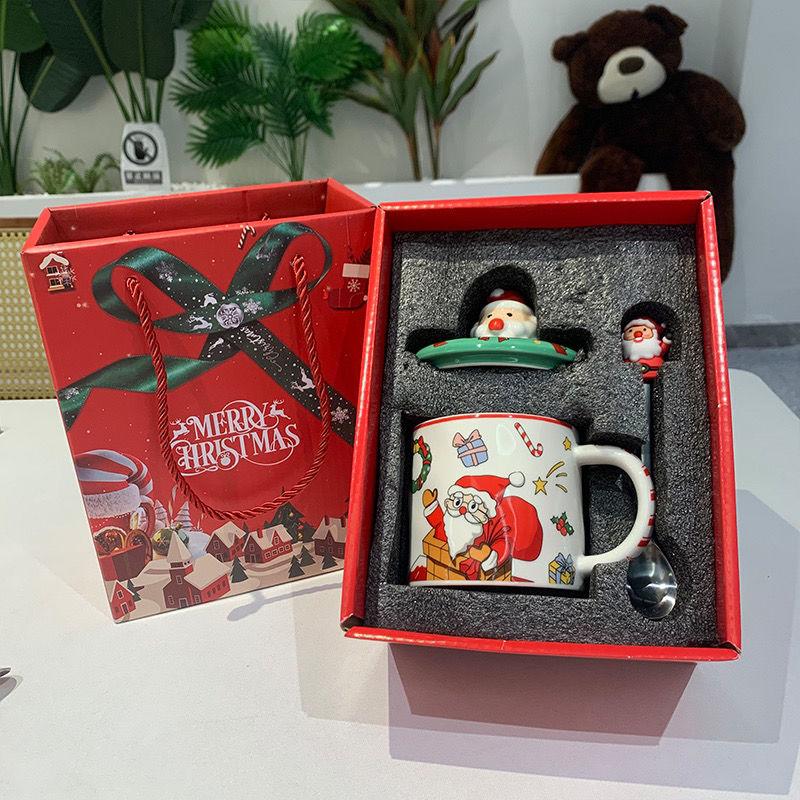 Creative Cartoon Santa Claus Cup Ceramic Coffee Cups Christmas Holiday Gift Hand-painted Water Cup Souvenir Mug Drinkware