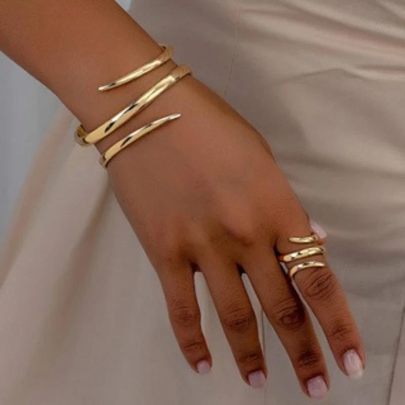 Europe and The United States Fashion Simple Design Multi-layer Bracelet Ring, Women's Classic  Set 2pcs/set