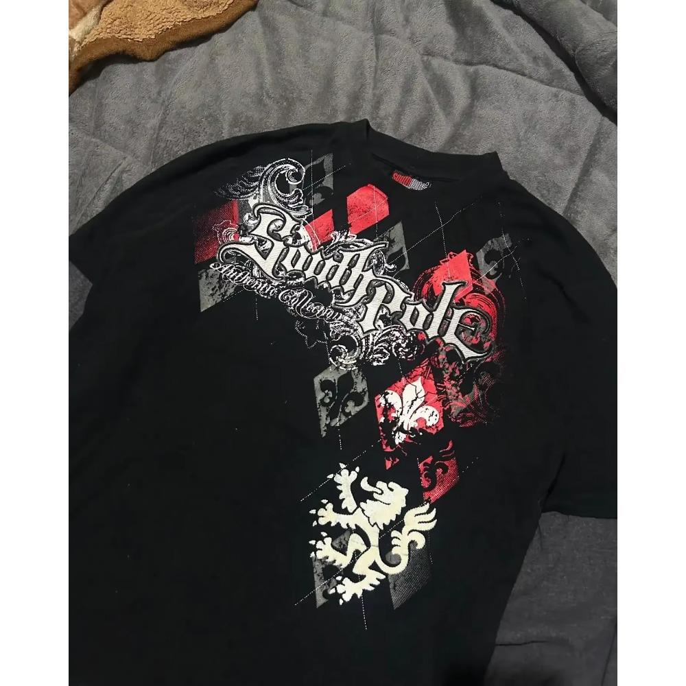 High Street Southpole Tricou Oversized cu Mânecă Scurtă pentru Femei Y2K cu Imprimeu Grafic Harajuku Gotic cu Gât Rotund Topuri cu Mânecă Scurtă