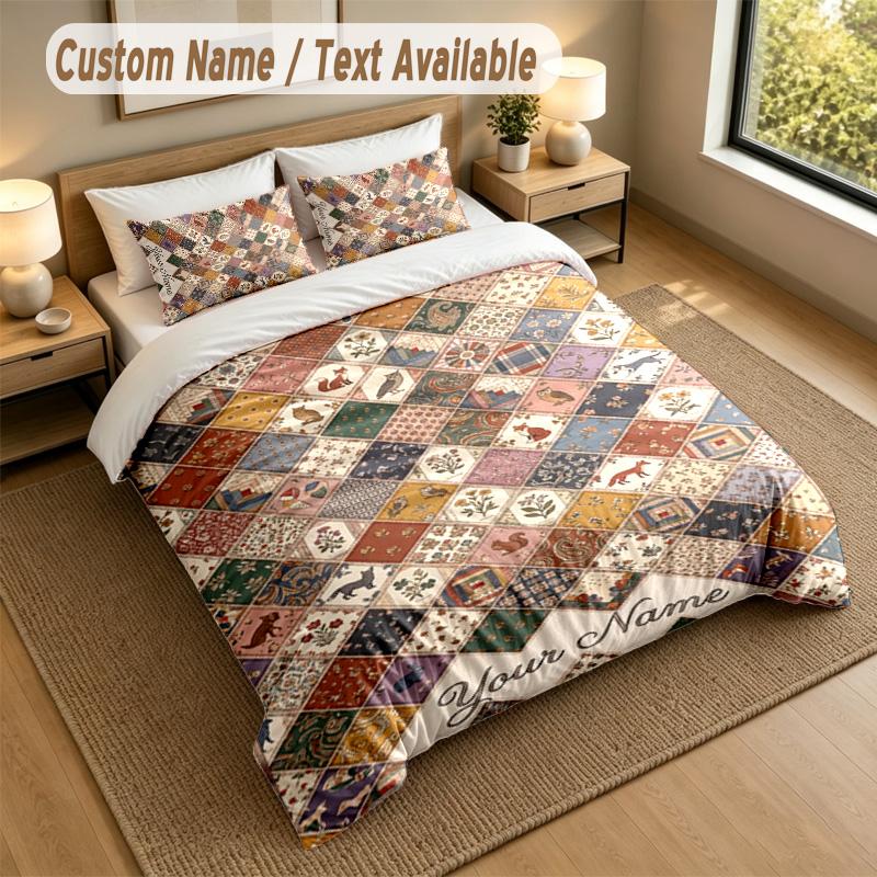 Autumn Harvest Theme Personalized 3Pcs Bedding Set Custom Text & Name 1 Sheet 2 Pillowcases Household Bedding 1pc