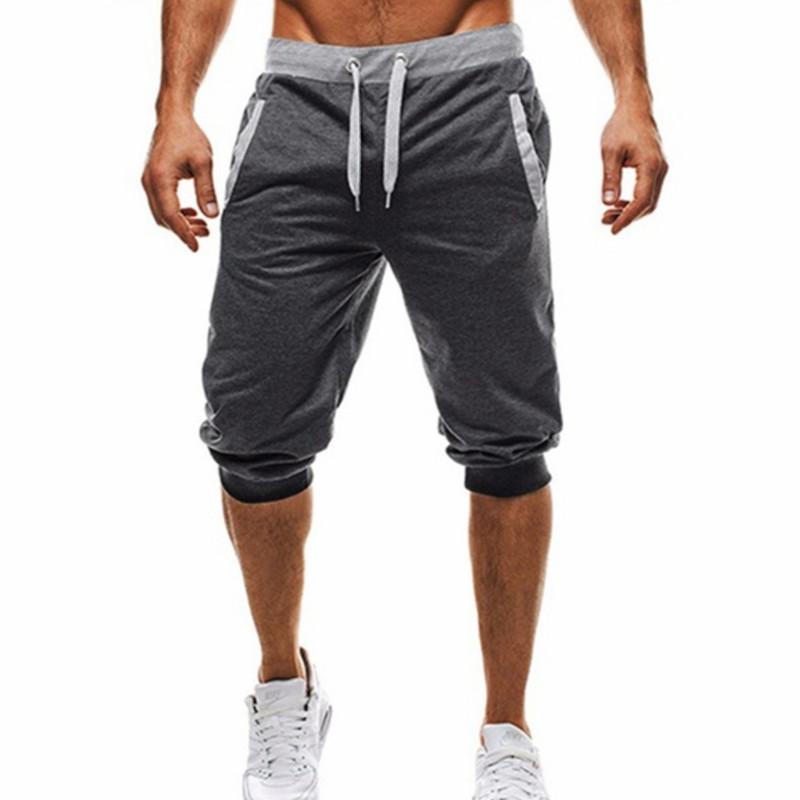 Men's European and American Trendy Slim Fit Color Block Jogging Shorts