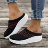Women Slip On Platform Sandals Lightweight Breathable Knitted Upper Casual Walking Shoes with Cushioned Sole for Daily Wear