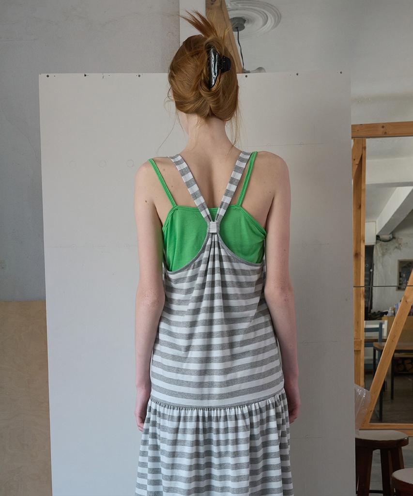 Nokeontencheu 384. Strap Stripe Dress _ Melange Gray