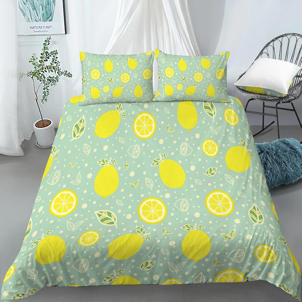 Lemon Printed Yellow Fruit Theme Duvet Cover Cute Cartoon Polyester Quilt Cover For Children Women Gifts For Bedroom Decorations